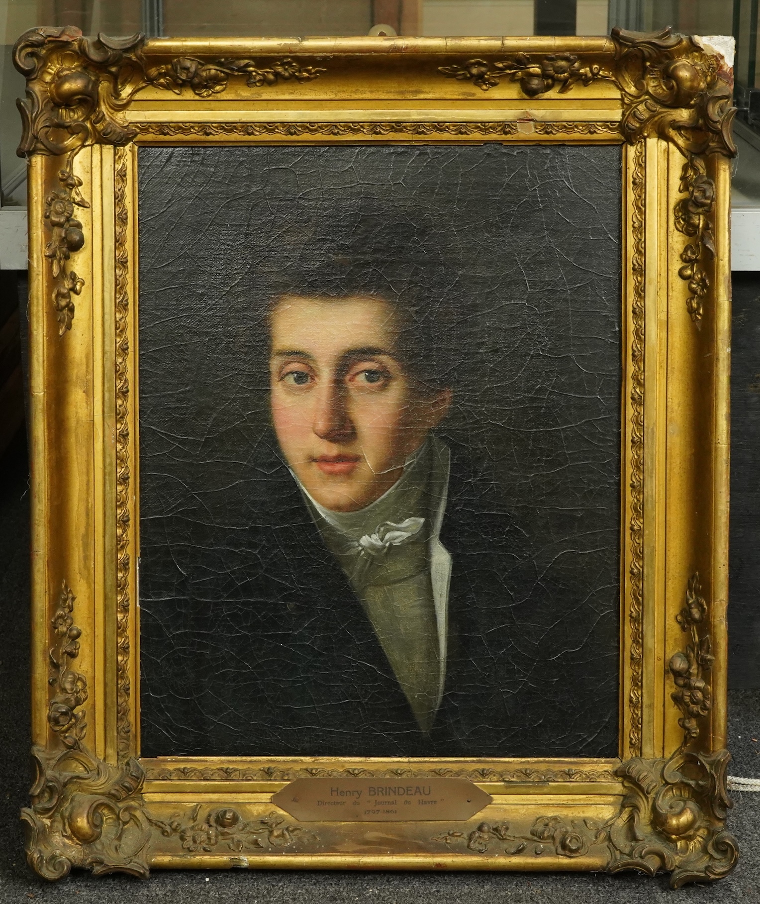 19th century French School , Portrait of Henry Brindeau, Directeur du Journal du Havre (1797-1861), oil on canvas, 40 x 31cm